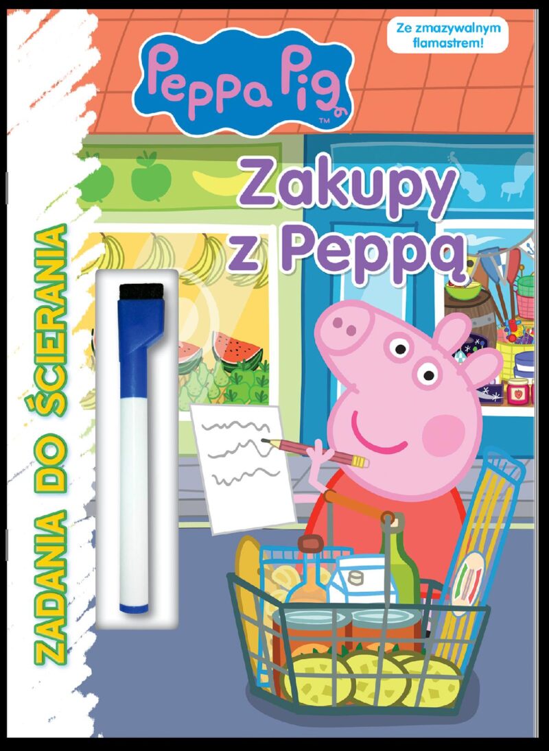 Zakupy z Peppą! Świnka Peppa. Zadania do ścierania