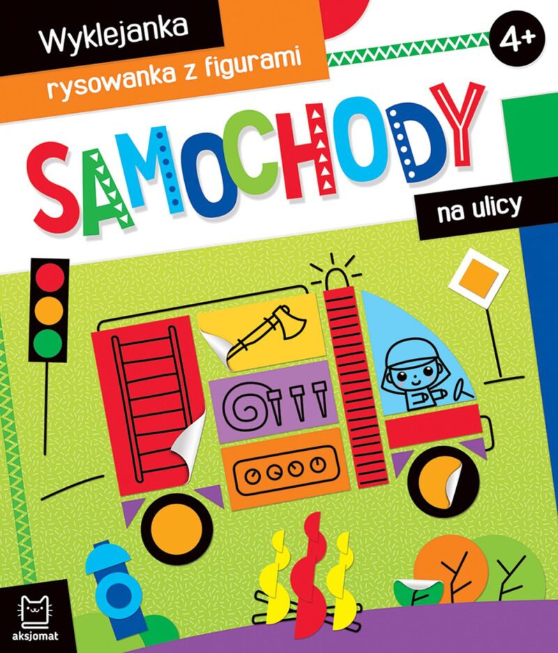 Samochody na ulicy. Wyklejanka, rysowanka z figurami 4+