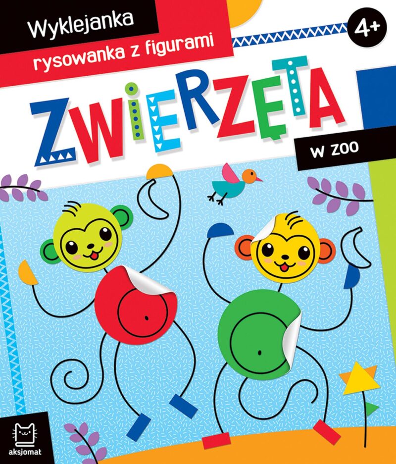 Zwierzęta w zoo. Wyklejanka, rysowanka z figurami 4+