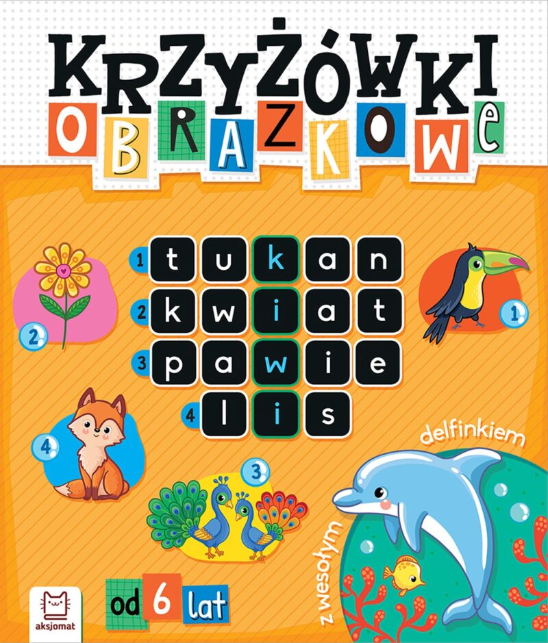 Krzyżówki obrazkowe z wesołym delfinkiem 6+