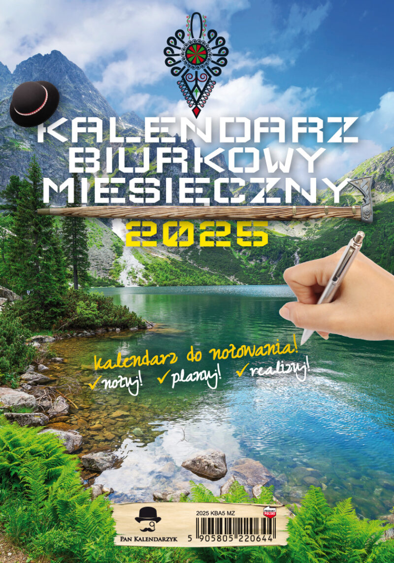 Kalendarz 2025 biurkowy pionowy miesięczny ze zdjęciem KBA5 MZ