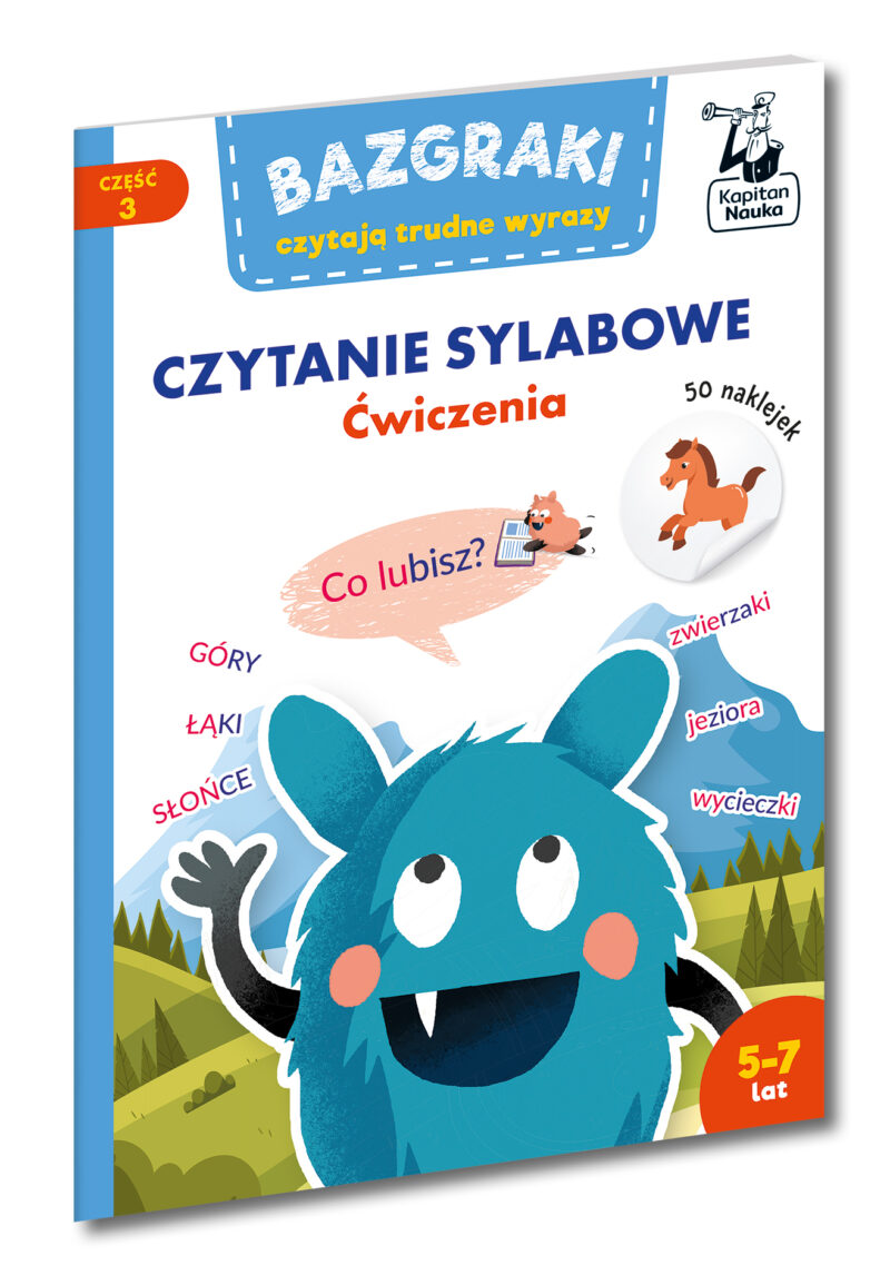 Bazgraki czytają trudne wyrazy. Czytanie sylabowe. Ćwiczenia. Kapitan Nauka. Bazgraki