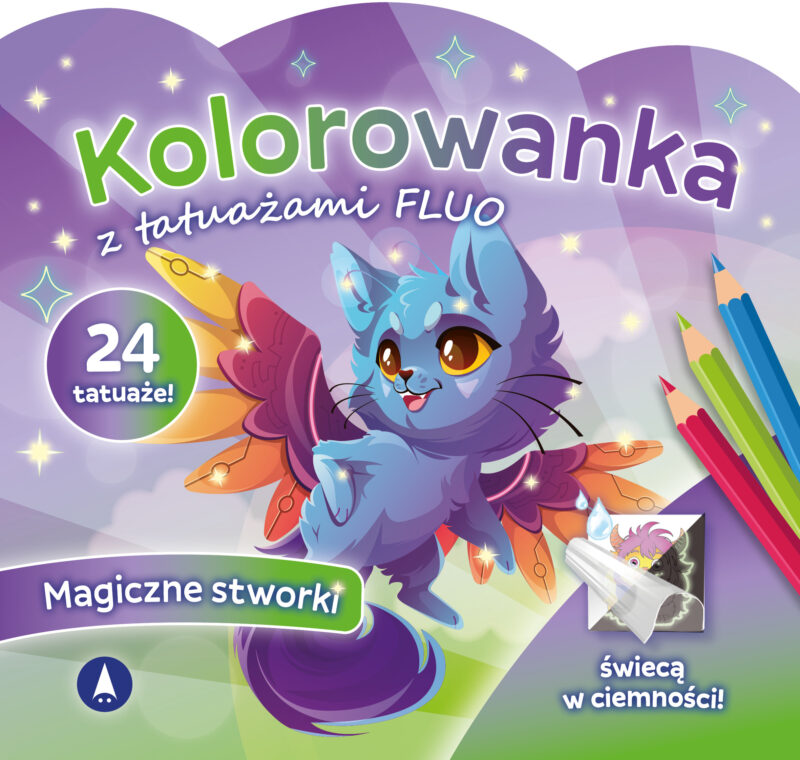 Magiczne stworki. Kolorowanka z tatuażami FLUO